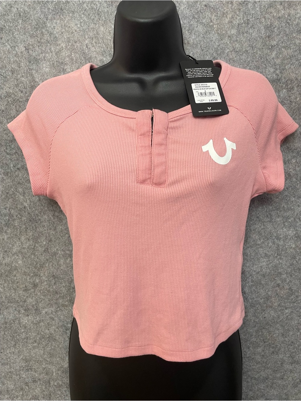 True Religion Y2K Pink Summer Casual Streetwear Cropped Baby Tee Size S NWT READ